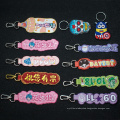 Fashionable cheap custom logo key chain Pink embroidery key chain